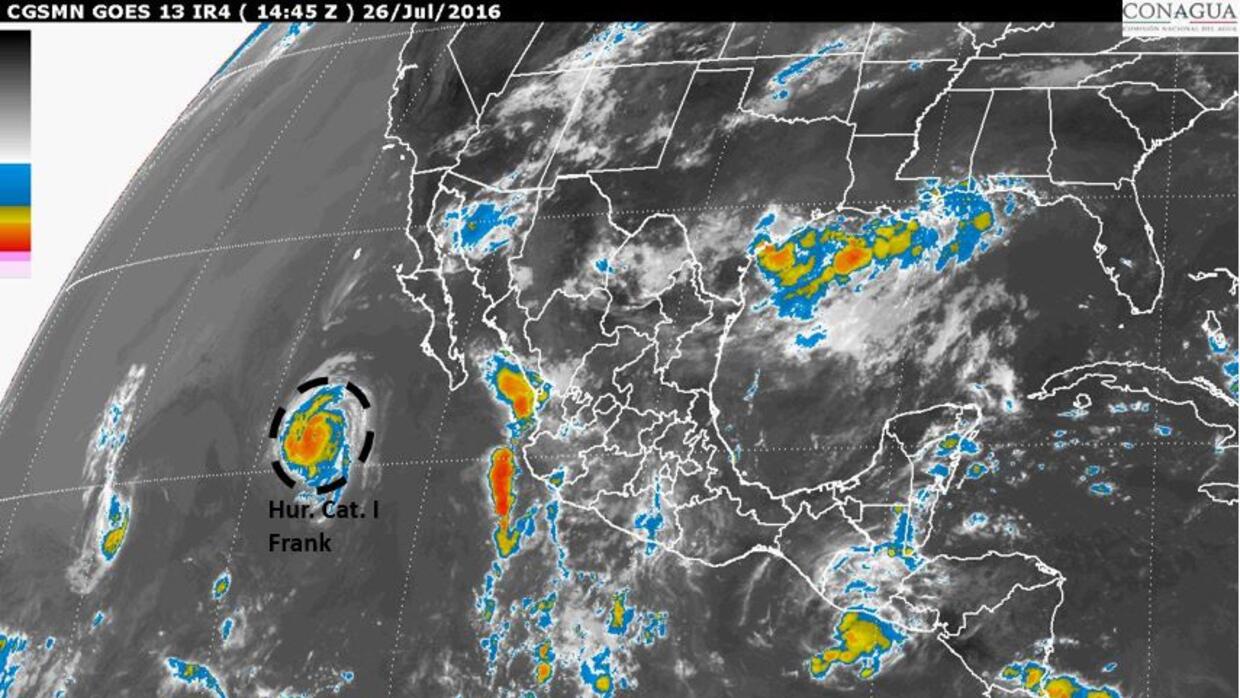 Imagen de satélite del Huracán Categoría 1, Frank.