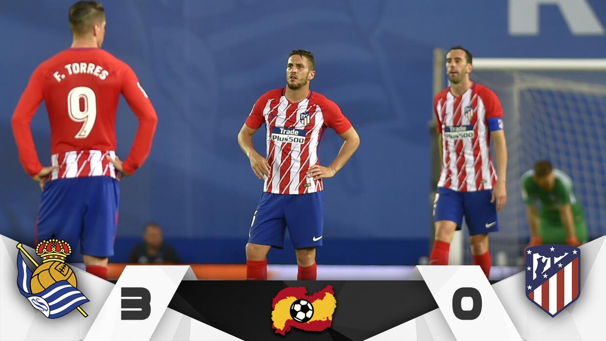 Real Sociedad golea al Atlético de Madrid y acerca al Barcelona al título