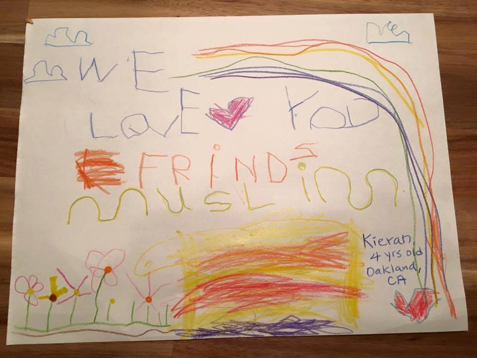 "Ama a tus amigos musulmanes", escribió Kieran un niño califor...