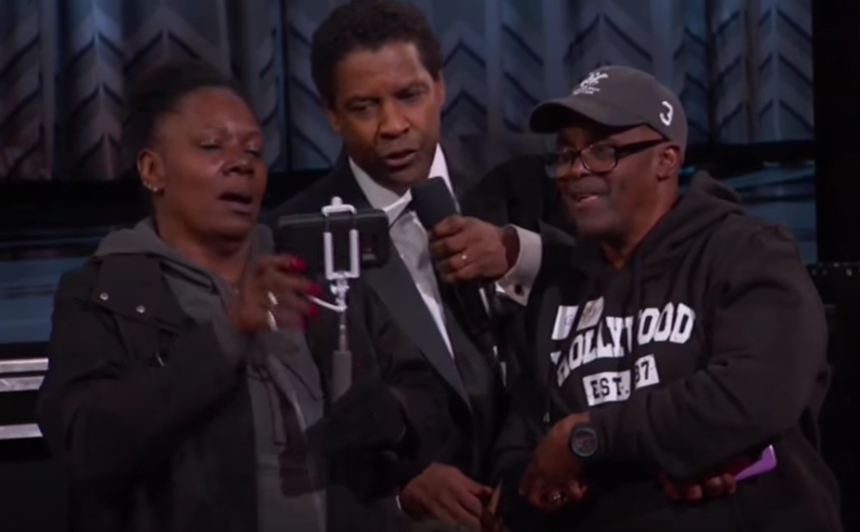 Grabado en sus celulares quedó el momento en que Denzel Washingto...
