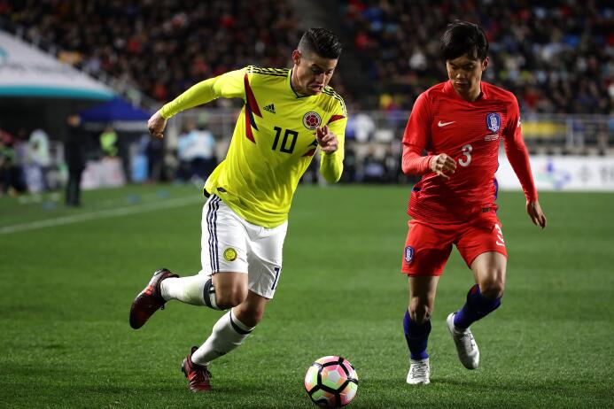 James Rodriguez jugó los 90 minutos del partido en el que Son Heung-Min...