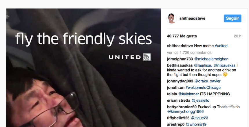 Por supuesto, Internet está atacando con memes a United Airlines Captura...