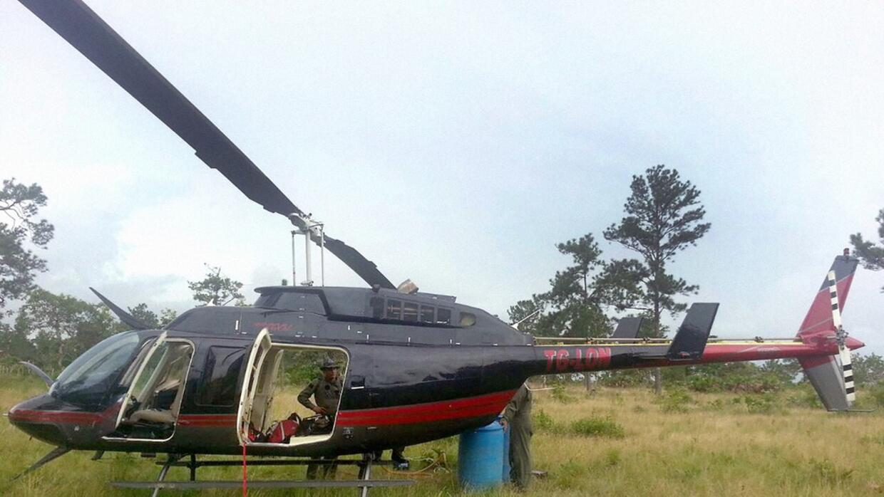 Helicóptero del narcotráfico incautado en La Mosquitia en 2014.