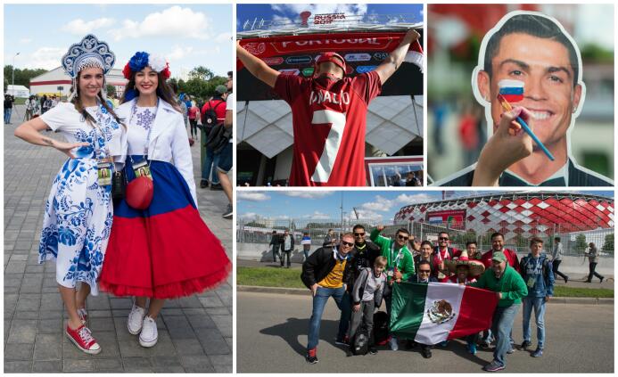 Belleza, color y hasta mexicanos en la previa del Rusia-Portugal RUS POR...