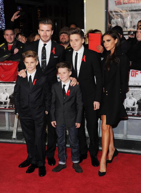 Romeo Beckham, David Beckham, Cruz Beckham, Brooklyn Beckham and Victori...