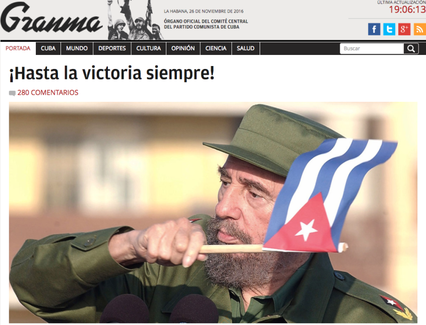 El diario estatal cubano Granma desplegó una imagen de Fidel Castro cuan...